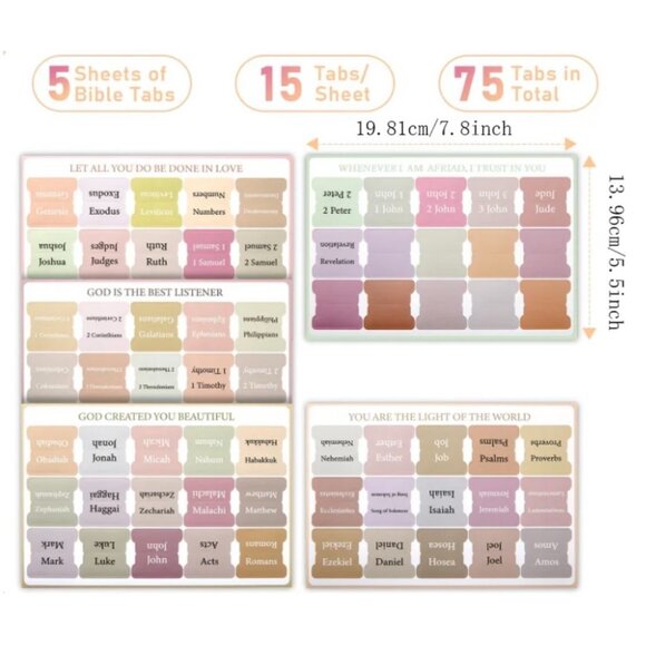 75 Tabs Bible Tabs for Women Men Bible Index Tabs Bible Sticker Tabs Bible Study - Picture 3 of 8